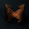 medieval etched cuff - copper elven cuff - armour cuff - futurisic