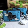 Teal Velvet Heart and Wings Motif Purse