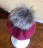 Hand Knitted Hat in plum colour (DK) -Medium - Image 5