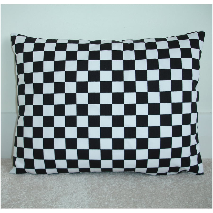 Cushion Cover Black and White 16" x 12" Ska Check 12x16 Oblong Bolster Pillow