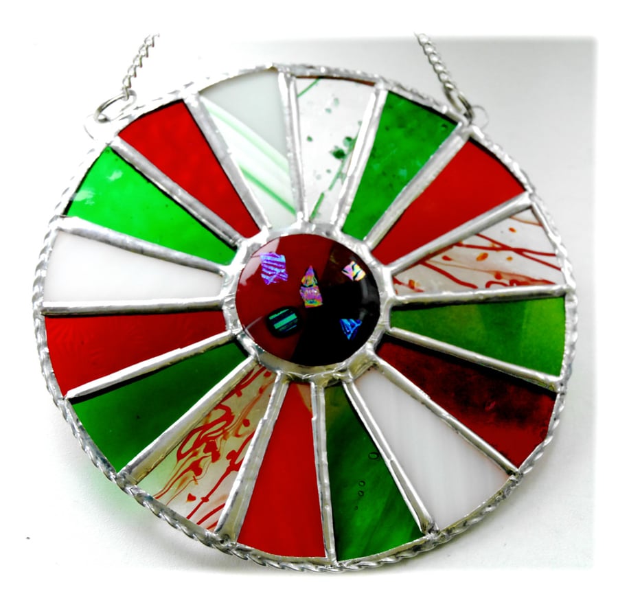Festive Wheel Suncatcher Stained Glass Handmade 002