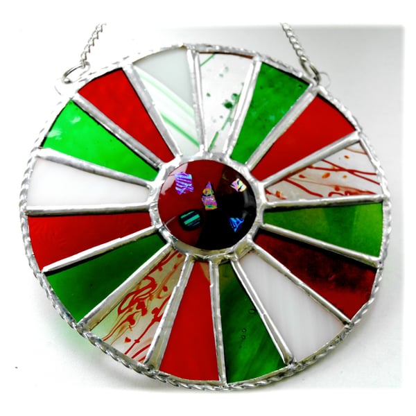 Festive Wheel Suncatcher Stained Glass Handmade 002