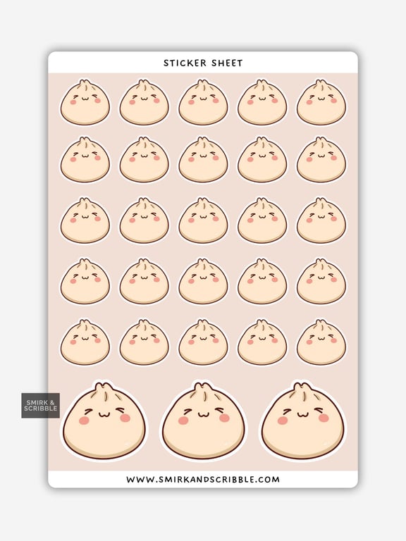Funny Vinyl Sticker Sheet For Adults - Cute Kawaii Dumpling