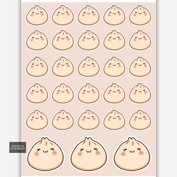 Funny Vinyl Sticker Sheet For Adults - Cute Kawaii Dumpling