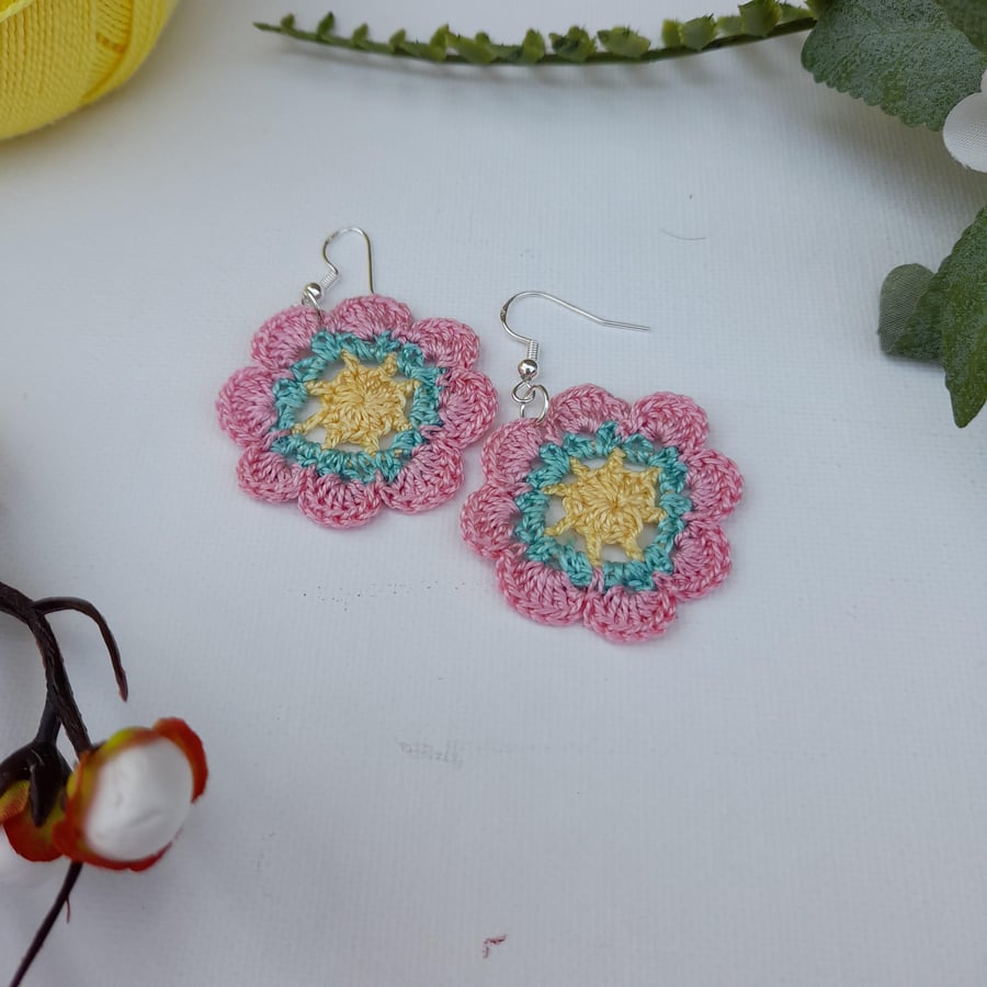 Crochet earrings, handmade earrings, boho earrings