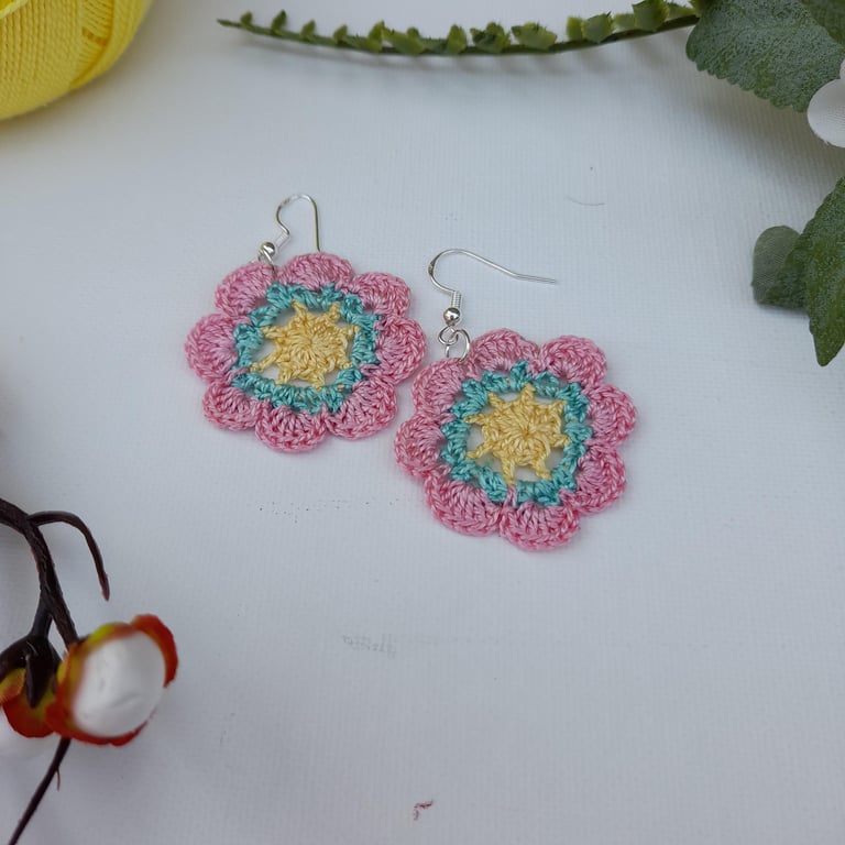 Crochet earrings, handmade earrings, boho earrings
