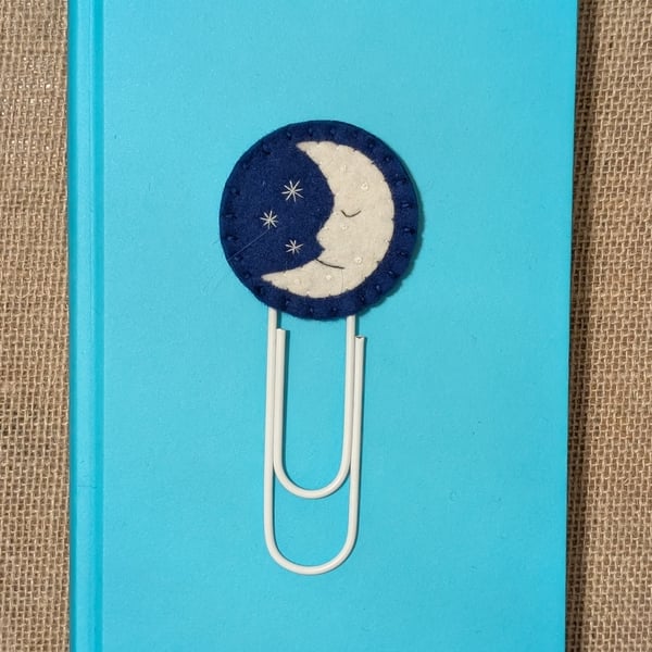 Sleepy Moon jumbo paperclip Bookmark
