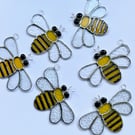 Stained Glass Bee Suncatcher Large  - Handmade Hanging Decoration 