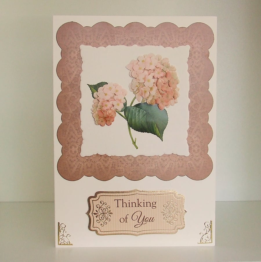 Thinking Of You Card, Pink Hydrangea