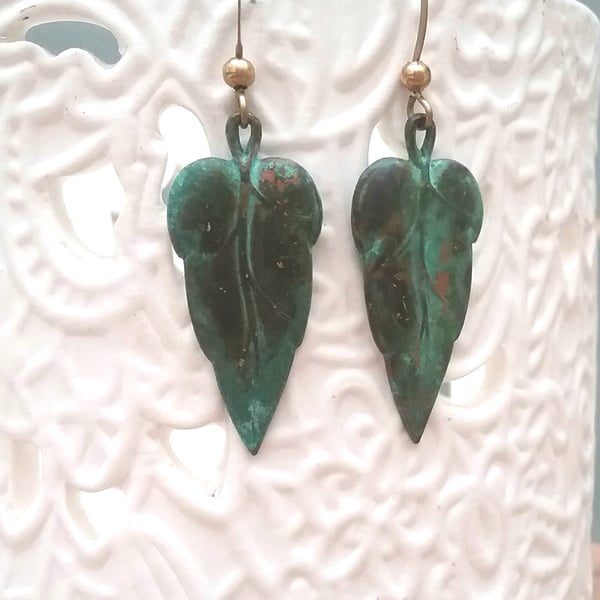 Verdigris Leaf Earrings...