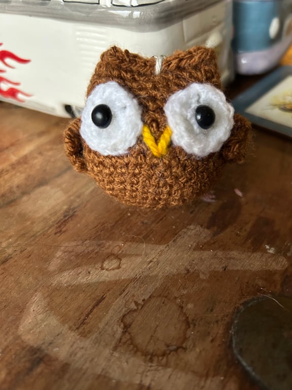 Brown Owl Crochet Keyring or Bag Charm
