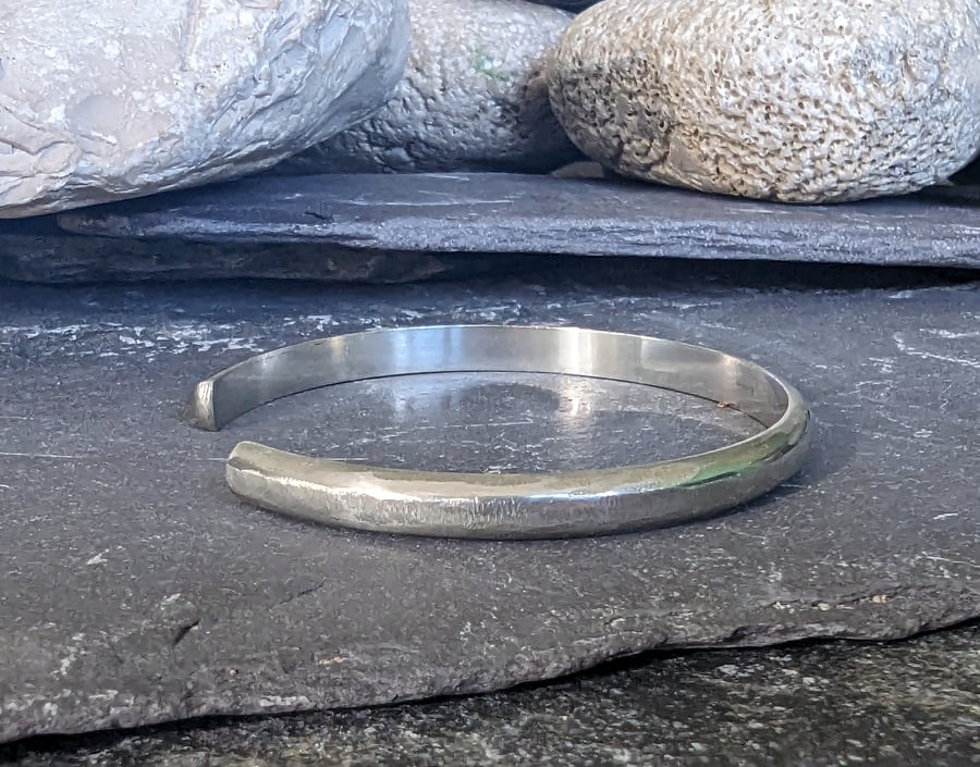 Textured Bangle, Recycled Sterling Silver