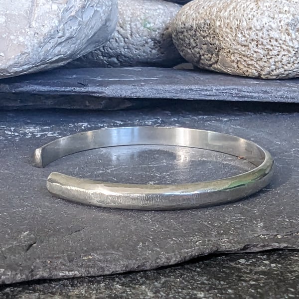 Textured Bangle, Recycled Sterling Silver