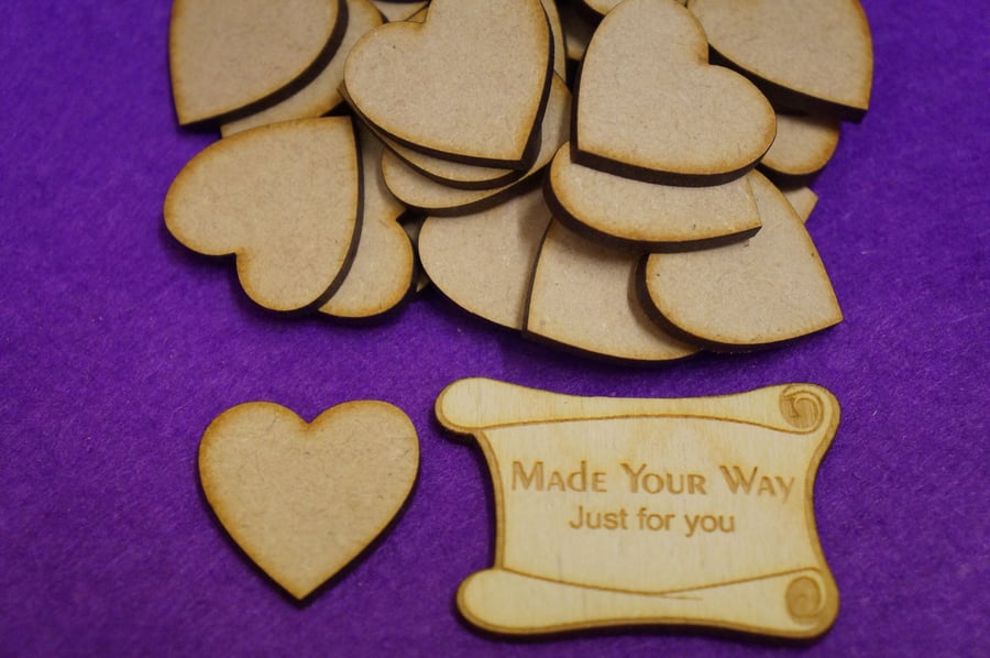 MDF Heart 3cm - 50 x Laser cut wooden shape - Folksy