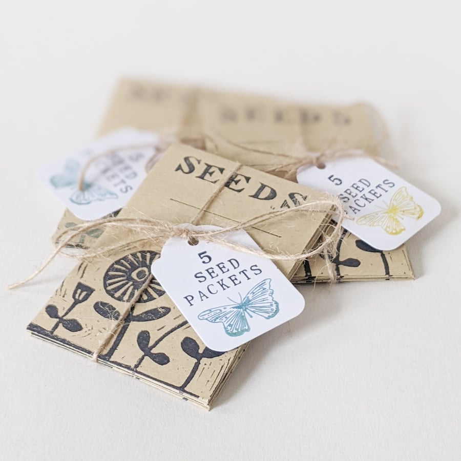 Hand Printed Seed Packets Pack of 5