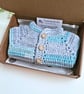 Newborn Crochet Baby Cardigan – Variegated Turquoise  - Image 9