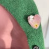 Needle felted rose petal and tiny bee brooch 
