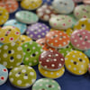 15mm Wooden Spotty Buttons Random Mix 10pk Spot Dot (SSP3)