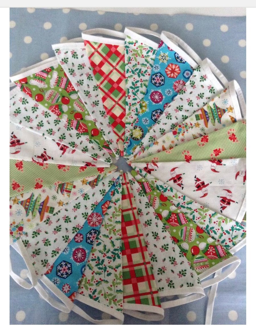 Christmas  bunting,banner,flag,pennant,cotton fabric bunting 