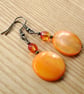 Juicy Orange Shell Disc Earrings - Image 1