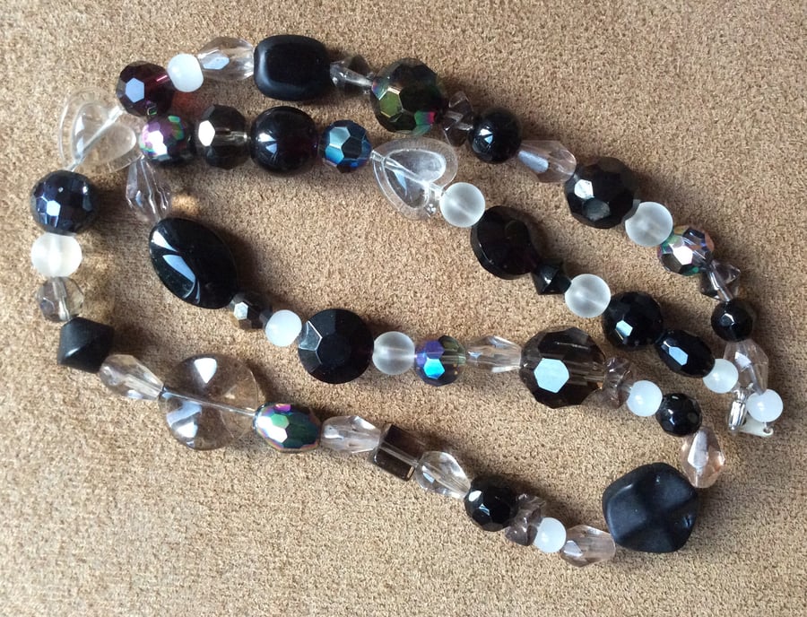 Black and Clear Glass Bead Necklace