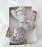 SET OF 3 LAVENDER BAGS - HEART SHAPED, HAND EMBROIDERED, WILLIAM MORRIS - Image 1
