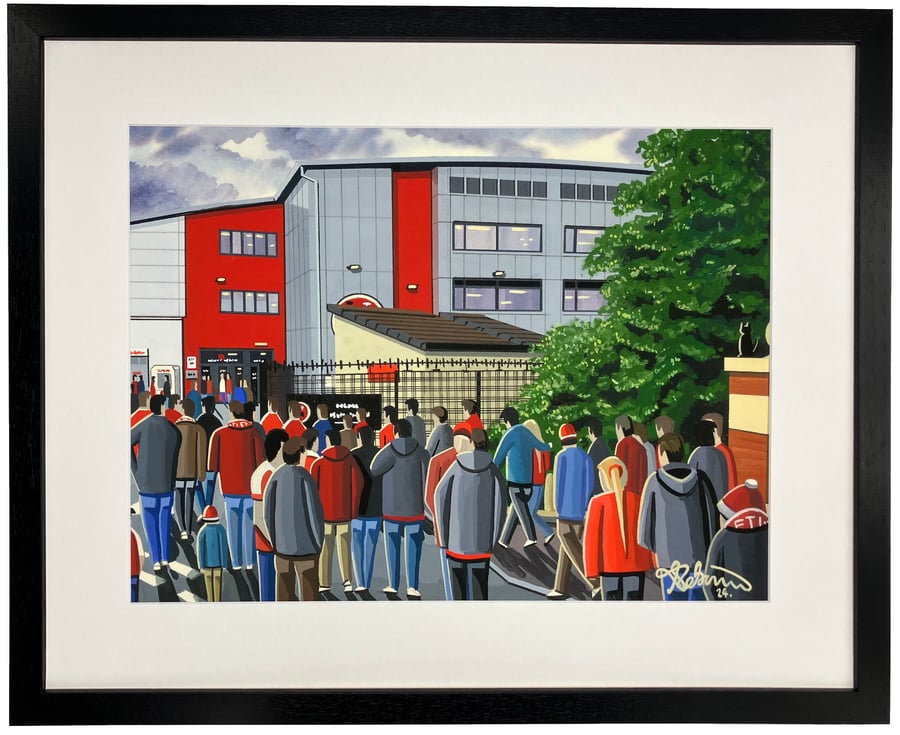 Fleetwood Town F.C, Highbury, Framed Football Art Print. 14" x 11" Frame Size