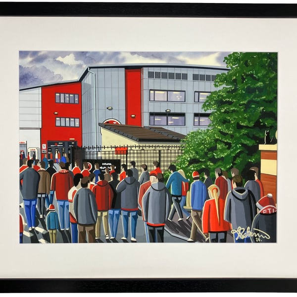 Fleetwood Town F.C, Highbury, Framed Football Art Print. 14" x 11" Frame Size