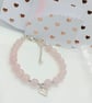 Rose Quartz gemstone bracelet Love heart Charm cubic zirconia valentines gift - Image 2