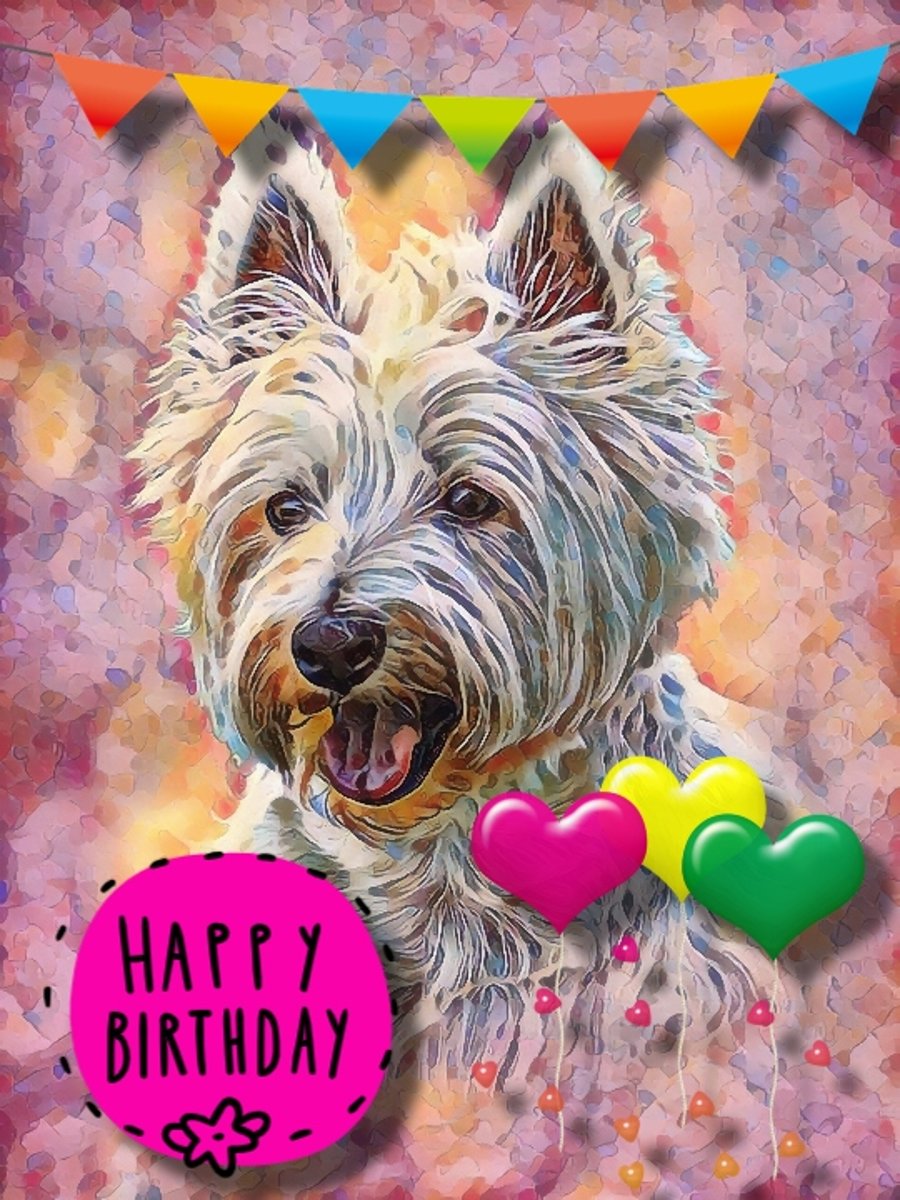 Happy Birthday West Highland Terrier Dog Card 