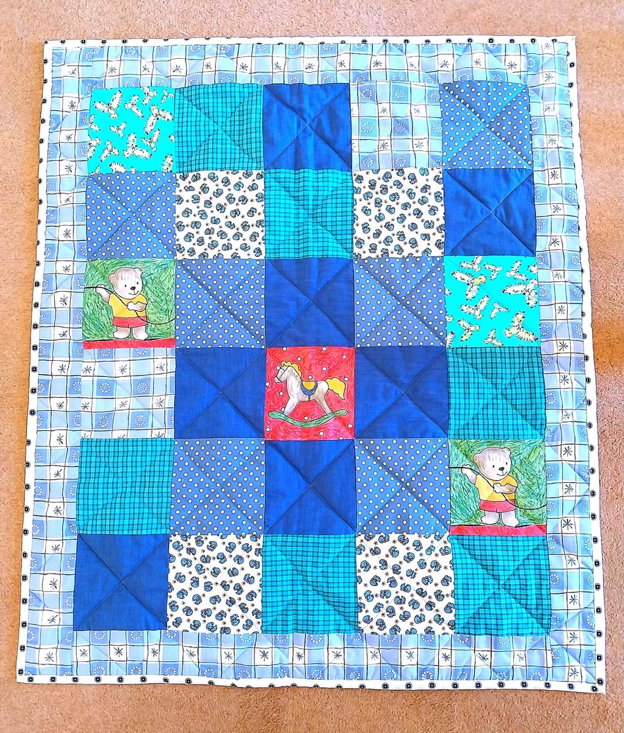 Teddy baby quilt, playmat