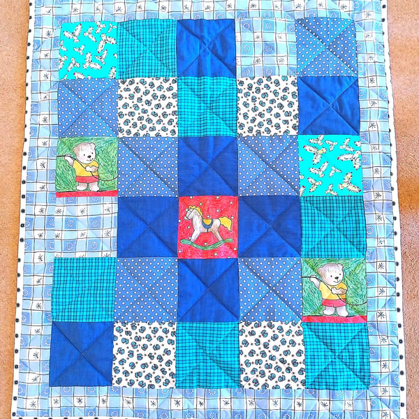 Teddy baby quilt, playmat