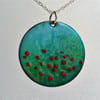 Poppy Field enamelled copper pendant 102