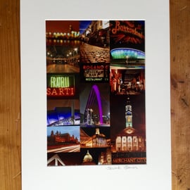 Glasgow Nights signed mounted print FREE DELIVERY