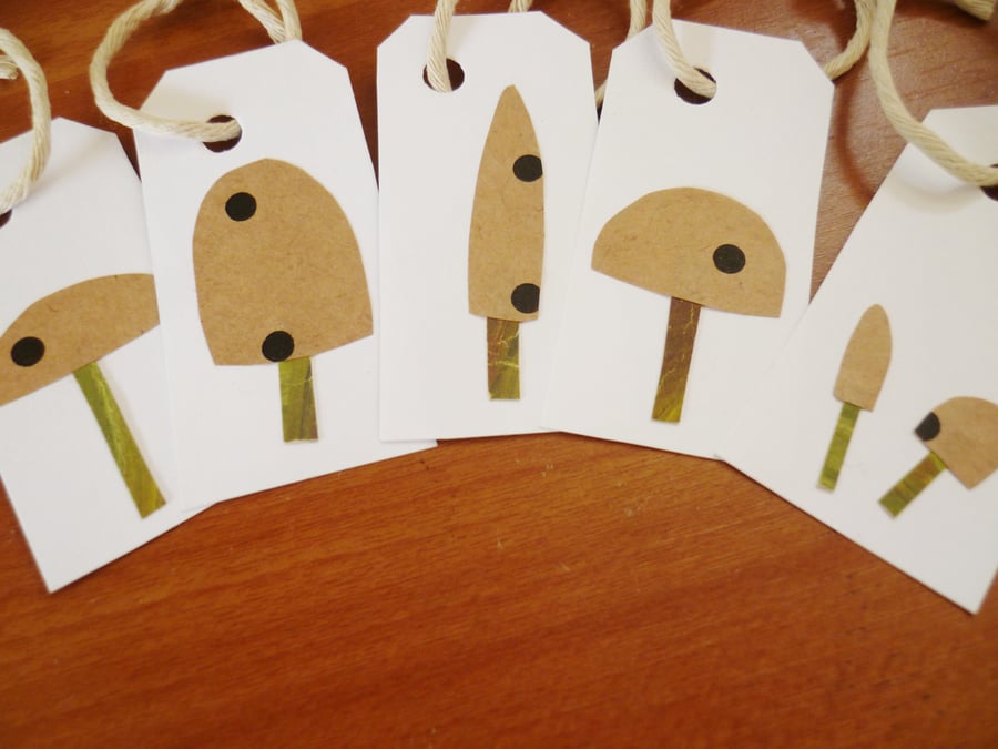 Collaged Mushroom Gift Tags - Folksy