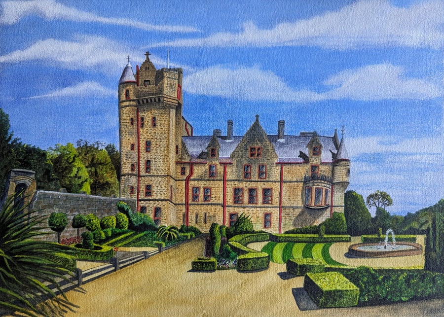 Belfast Castle. A4 Watercolour Print. Irish Castle