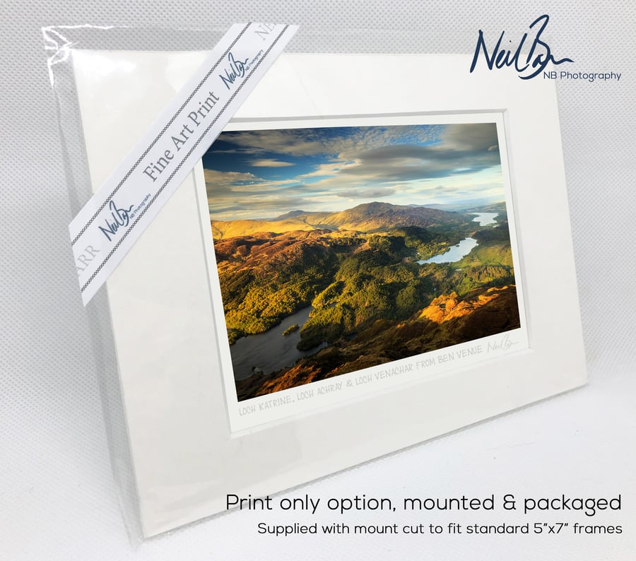 Loch Katrine, Achray & Venachar from Ben Venue - A6 (7" x 5") Unframed Print