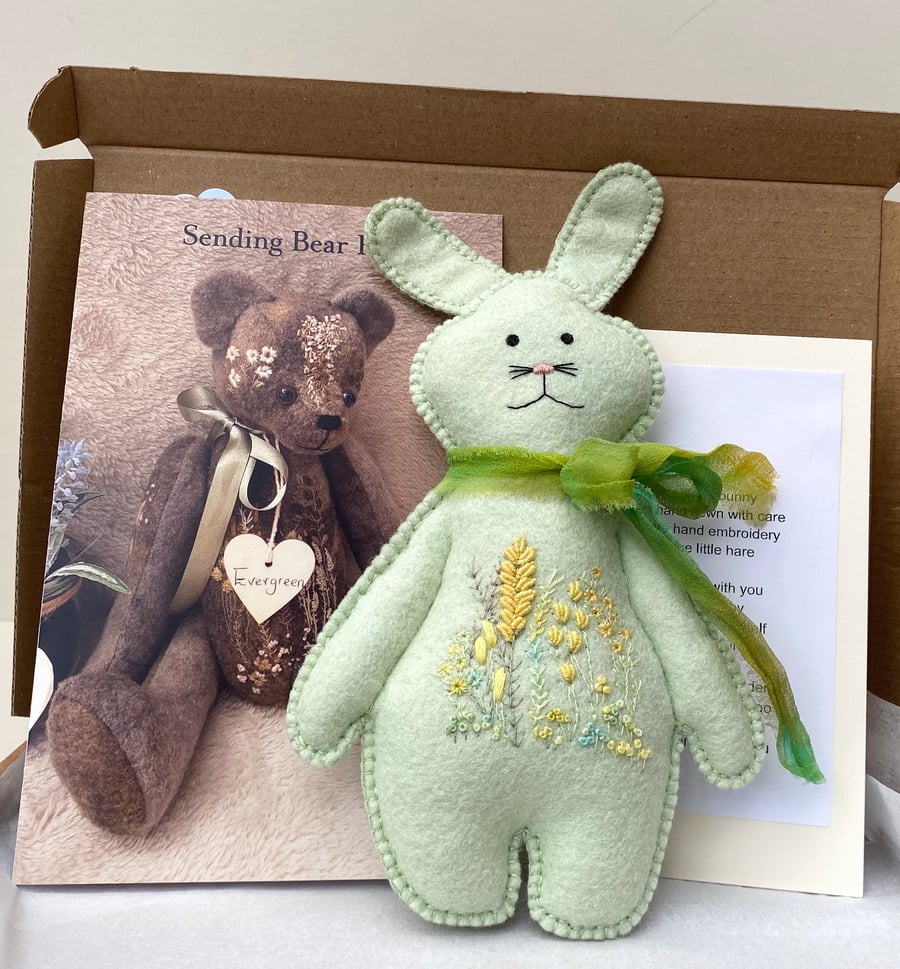 Sending bunny hugs letterbox gift, hug in a box keepsake rabbit 