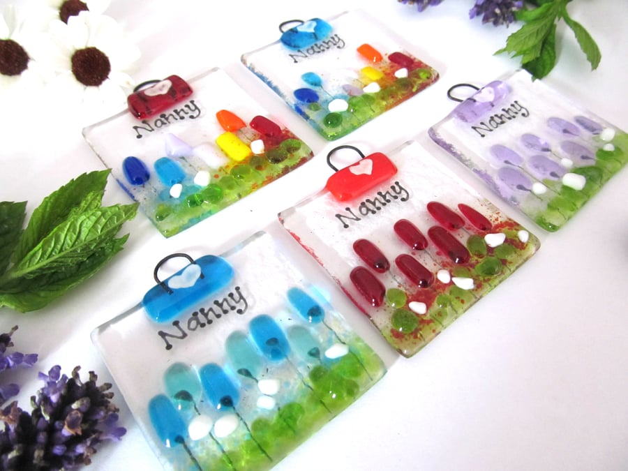Nanny Mini Meadow Fused Glass Suncatcher (Choice of Colours)