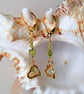 Gold Peridot Heart Earrings, Gold Heart Gemstone Drop Leverback Earrings - Image 2