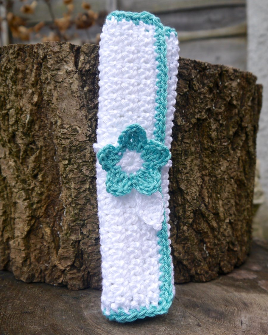 Crochet Facecloth and Flower Bookmark