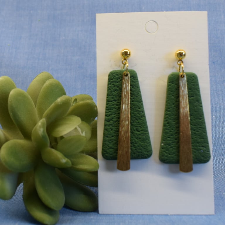 Textured Drop Earrings with Metal Accent