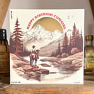 Handmade Happy Birthday Cowgirl Western Card - Off White Gold