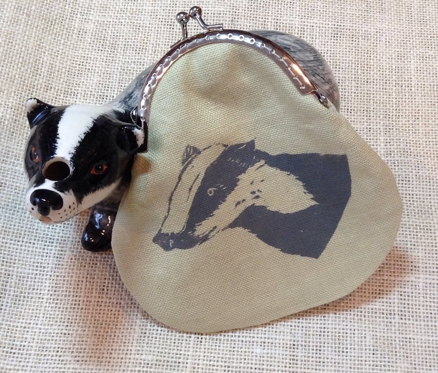 Hand printed Badger Coin Purse