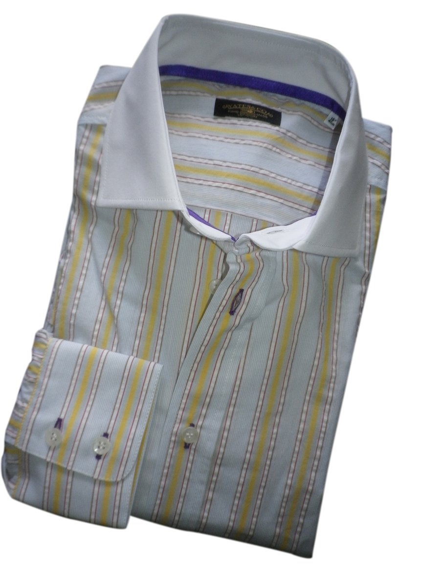 Contrast white collar, wide yellow  stripe size 16.5", free shipping