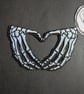 Skeleton Hands Heart Embroidered Iron-On Patch - 10x6.5cm - Image 1
