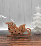 Mini Wooden Sleigh Christmas Decoration, Santa Sleigh Ornament - Image 2