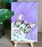 Cat small original painting on canvass