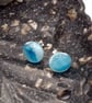 Blue and White Fused Glass Stud Earrings and Pendant Set - Image 5