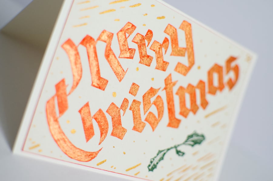 Handmade Illuminated Calligraphy Calligraphic Gothic Christmas Card